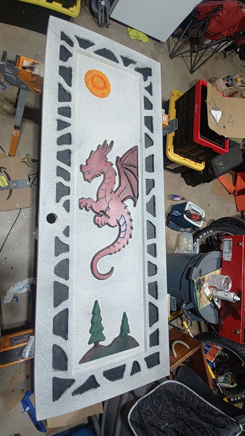 Hand-painted carved dragon panel, Morton Millworks